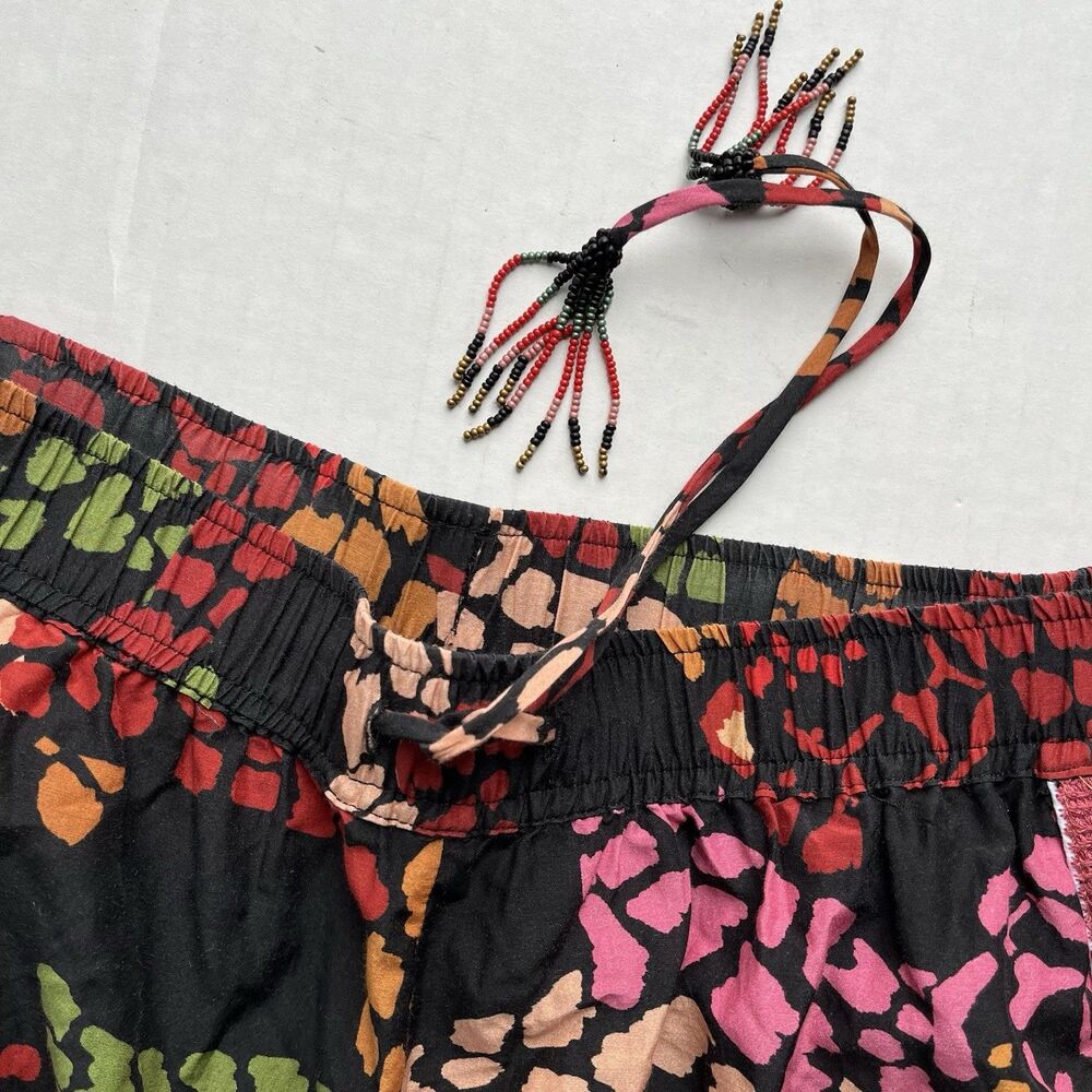 FARM Rio Mixed Multicolor Leopard Printed Pants Embroidered Beaded Fringe Size L - Picture 10 of 16